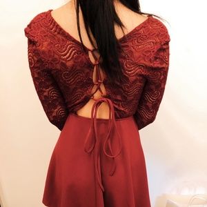 Elegant Red Skater Dress